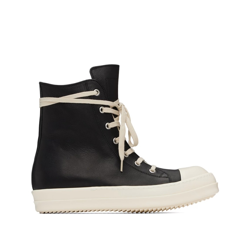 $1150 WMNS New In Box Rick Owens High Top Sneakers Black/Milk Size 38/8